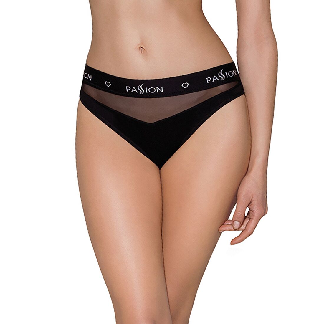 Трусики з прозорою вставкою passion ps006 panties m, black