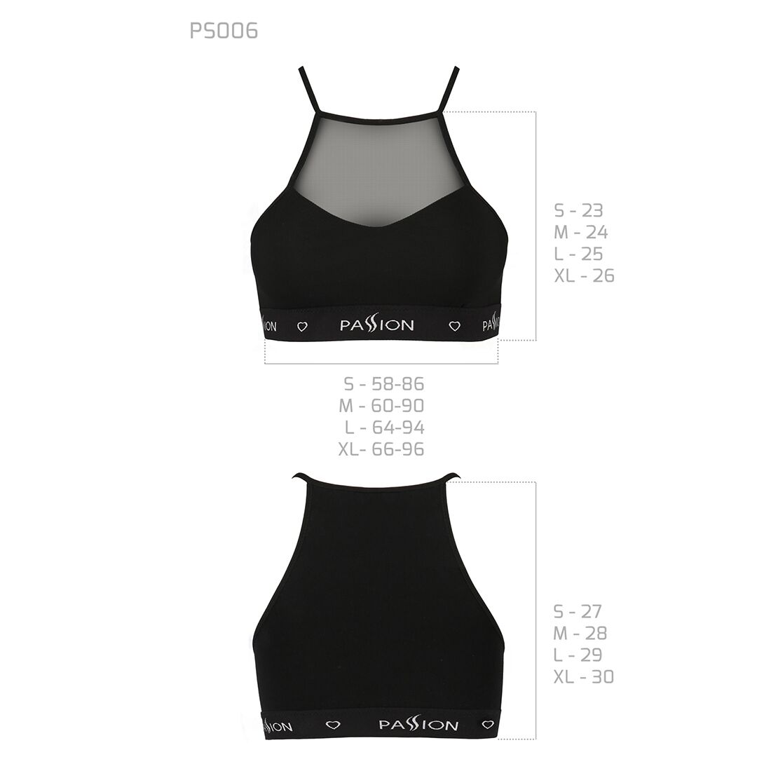 Спортивний топ з прозорою вставкою passion ps006 top l, black Спортивний топ з прозорою вставкою passion ps006 top l, black