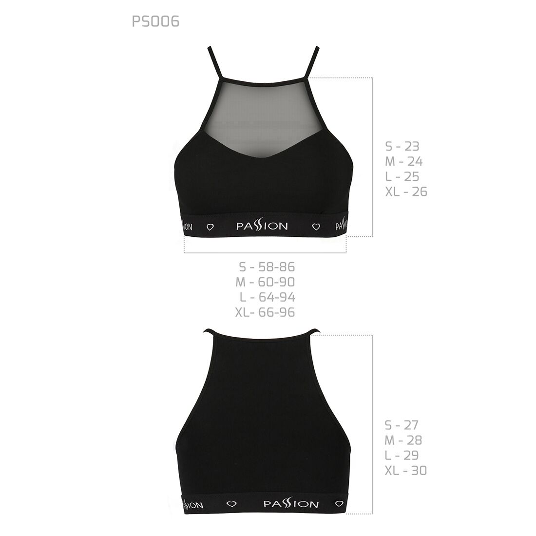 Спортивний топ з прозорою вставкою passion ps006 top xl, black Спортивний топ з прозорою вставкою passion ps006 top xl, black