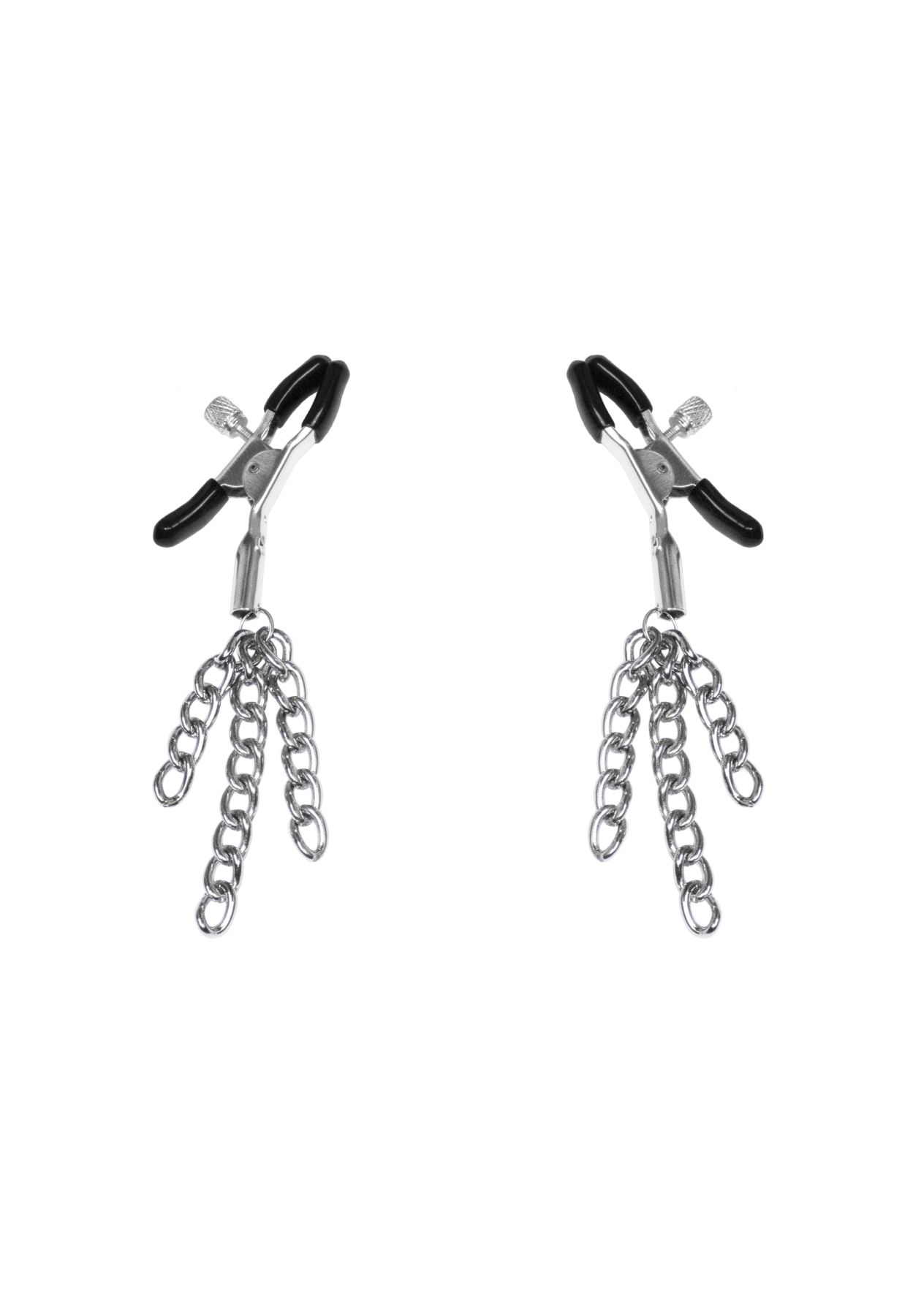Затискачі для сосків з пензликами feral feelings nipple clamps tassels, срібло/чорний Затискачі для сосків з пензликами feral feelings nipple clamps tassels, срібло/чорний
